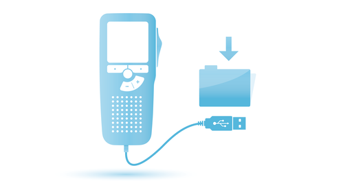 Automatic file download via USB for quick transcription
