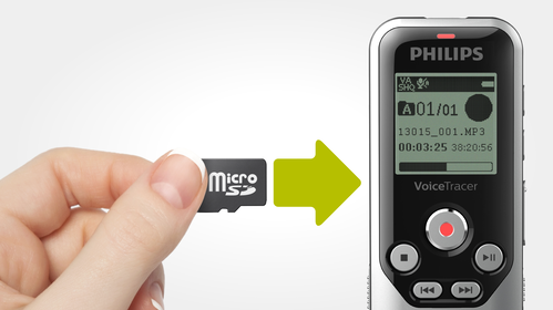 MicroSD memory card slot for virtually unlimited recording
