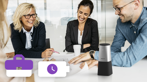 Portable design and powerful battery for flexible meetings even on the go