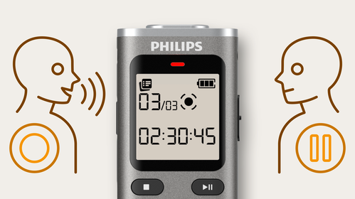 Voice-activated recording for hands-free use