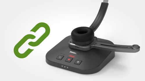 Easy pairing with a Philips SpeechOne Wireless Headset for flexible use over multiple work stations
