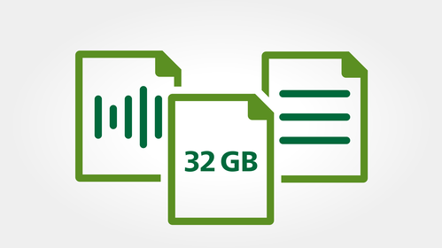 32 GB internal memory storage for extra-long recording time