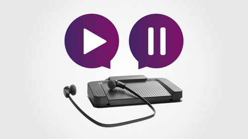 Transcription player with foot control support for hands-free playback control