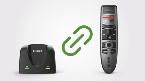 Easy pairing with a SpeechMike Premium Air for flexible use over multiple work stations